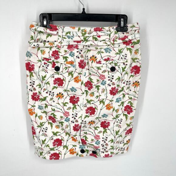 Swedish Hasbeens Floral Denim Cargo Skirt Sz 36 / US M Pockets Multi Stretchy - Picture 6 of 12